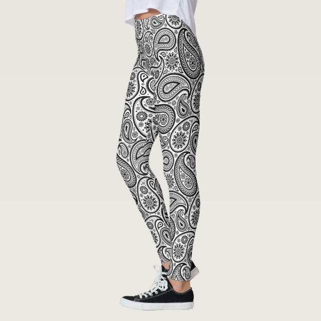 Leggings Motif noir et blanc Paisley (Gauche)