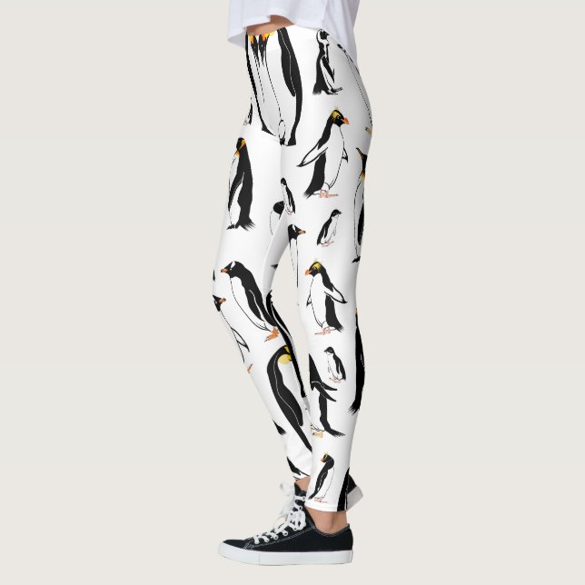 Leggings Motif noir et blanc pingouins (Gauche)