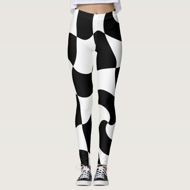 Leggings motif noir et blanc vérificateur (Devant)