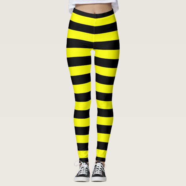 Leggings Motif noir et jaune de rayures (Devant)