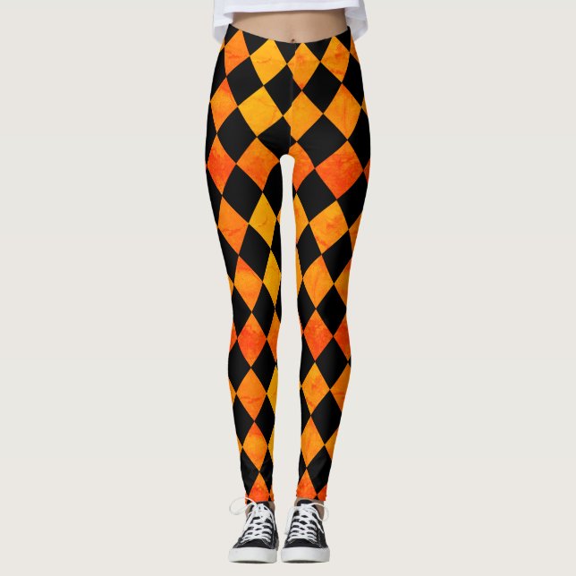 Leggings Motif noir et orange de Halloween (Devant)