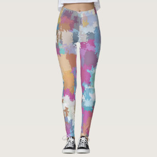 Leggings Motif numérique Camo bleu jaune rose