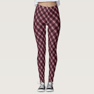 Leggings Motif numérique Pétal Floral Rouge Bourgogne