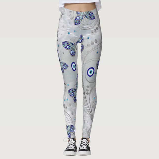 Leggings Motif oculaire des papillons sur perle (Devant)