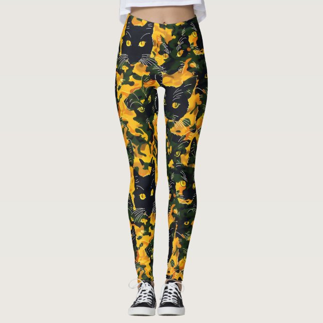 Leggings Motif Orange Chat (Devant)