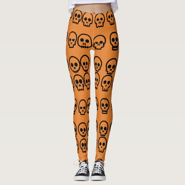 Leggings Motif orange de petit citrouille de crânes de (Devant)