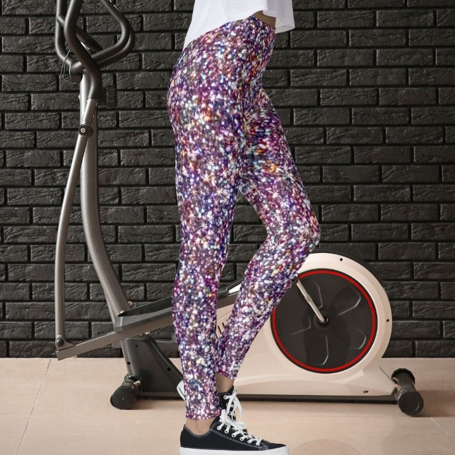 Leggings Motif Pailleté Violet Gris Rose Magenta Moderne (Créateur téléchargé)