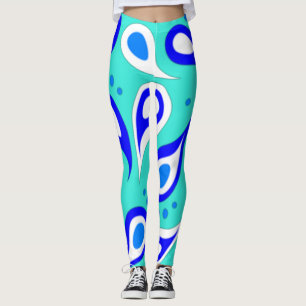 Leggings Motif Paisley bleu clair
