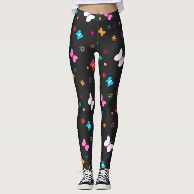 Leggings Motif Papillon Coloré Et Lumineux (Devant)