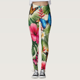 Leggings Motif Papillon Tropical