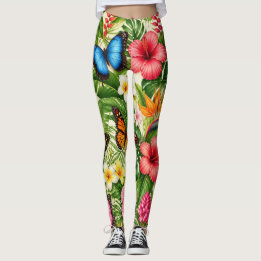 Leggings Motif Papillon Tropical