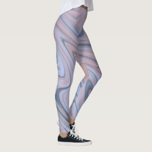 Leggings Motif Pastel Bleu Rose Marbré Liquide