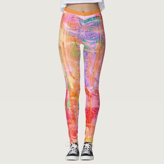 Leggings Motif Pastel lumineux (Devant)