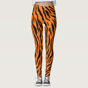 Leggings Motif peau de tigre Safari Chat Orange Rayures noi