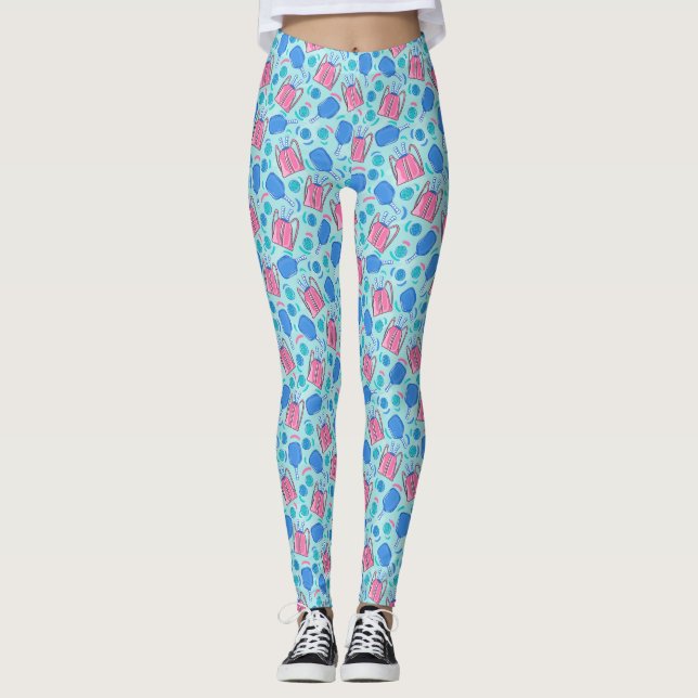 Leggings Motif Pickleball Paddles, Balls et Bags (Devant)