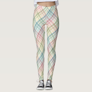 Leggings Motif plaid coloré pastel arc-en-ciel