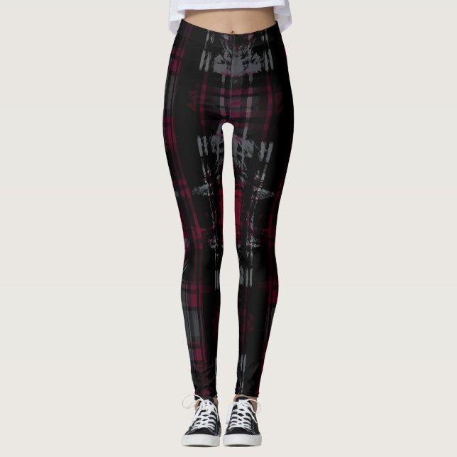 Leggings Motif Plaid Gothique Grungy Grunge Frappé (Devant)