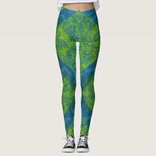 Leggings motif plante.12c Bleu BG