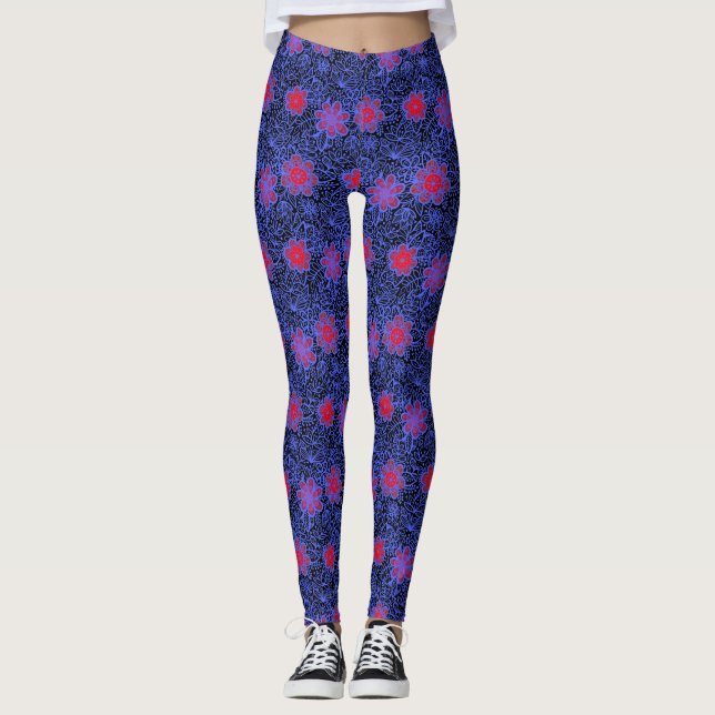 Leggings motif plante A13.b BG noir (Devant)