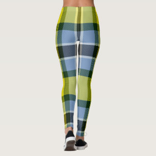 Leggings Motif plat moderne bleu et jaune Tartan