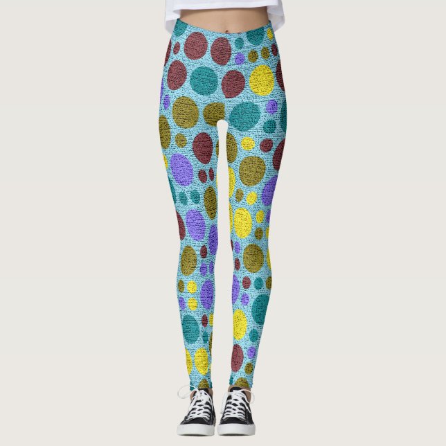 Leggings Motif Pois couleur rétro #3 (Devant)