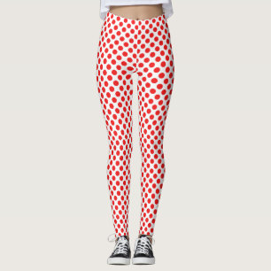 Leggings Motif pois rouge élégant sur blanc