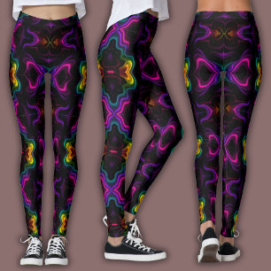 Leggings Motif Psychédélique Vibrant   Kaléidoscope Néon