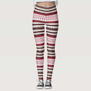 Leggings motif rayé rouge et blanc