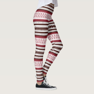 Leggings motif rayé rouge et blanc