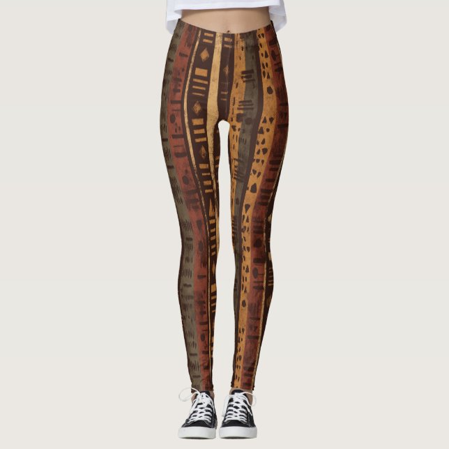 Leggings Motif rayé rustique du Sud-Ouest (5) (Devant)