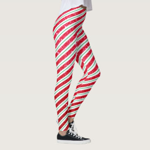 Leggings Motif rayure de canne à sucre Noël vacances
