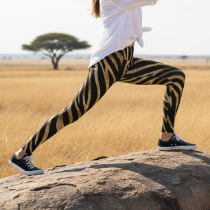 Leggings Motif rayures zèbre glam noir or ID1151