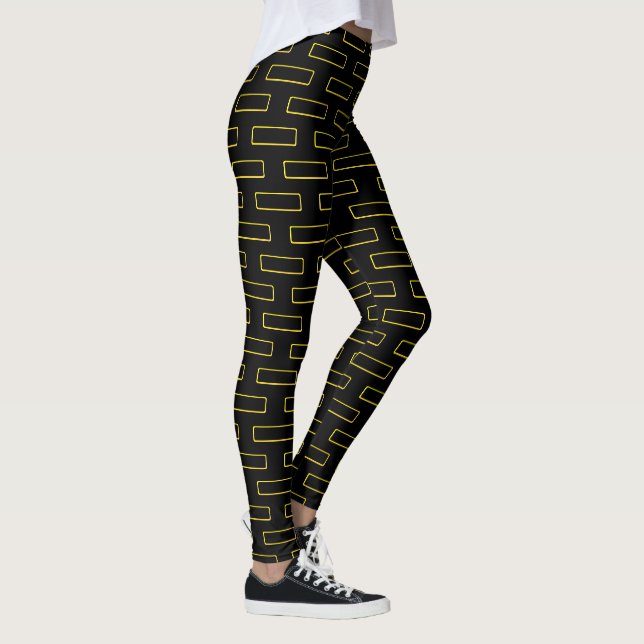 Leggings Motif Rectangle Jaune Mode (Droite)