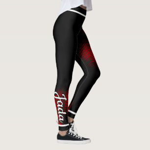 Leggings Motif Red Dot avec nom sur NOIR ou Votre Col.