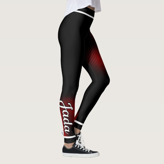 Leggings Motif Red Dot avec nom sur NOIR ou Votre Col. (Droite)