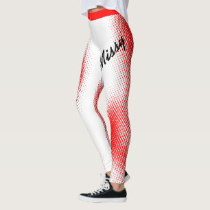 Leggings Motif Red Dot avec votre nom sur WHITE