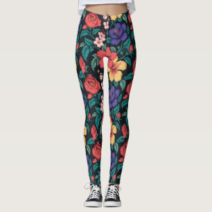 Leggings Motif répétitif de fleurs sauvages