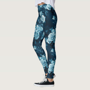 Leggings Motif Rose bleu classique