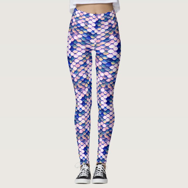 Leggings Motif rose de peau de sirène (Devant)