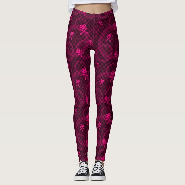 Leggings Motif rose d'Emo avec des cercles (Devant)