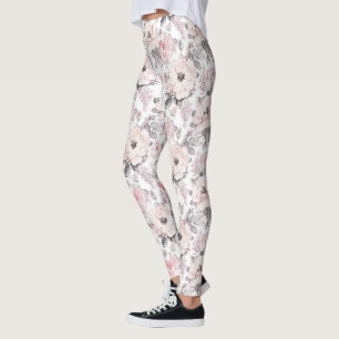 Leggings Motif rose et gris classique