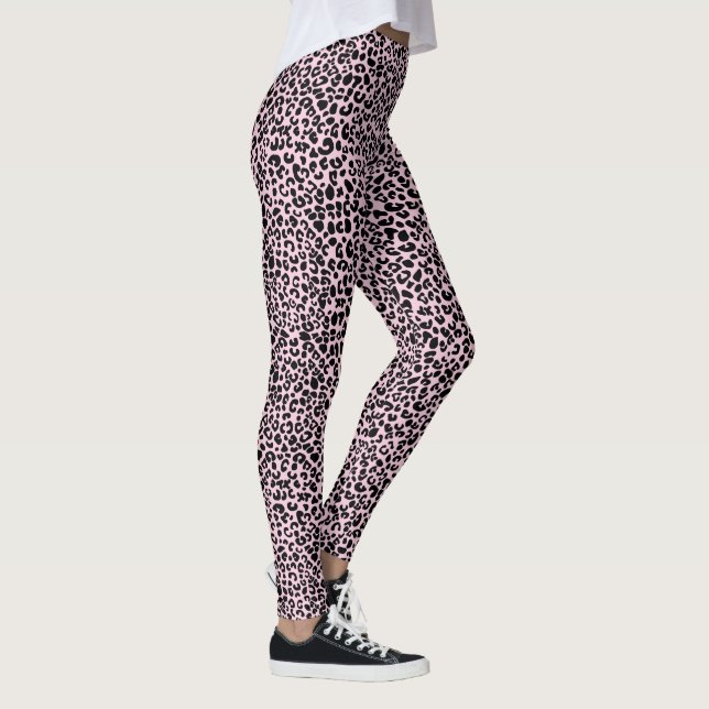 Leggings Motif rose et noir Girly d'empreinte de léopard (Droite)