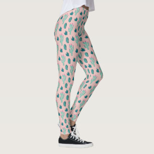 Leggings Motif rose et vert Pretty Cactus