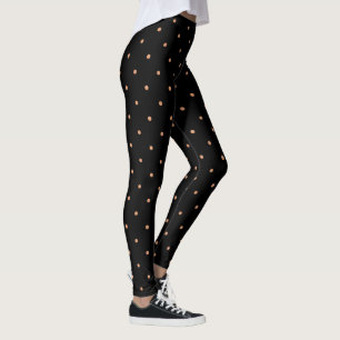Leggings Motif rose Pois Gold sur noir