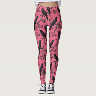 Leggings Motif rose Vintage corbeau