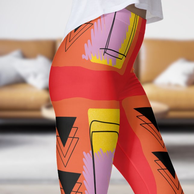 Leggings Motif rouge Abstrait moderne (Abstract Block on Bright Red)