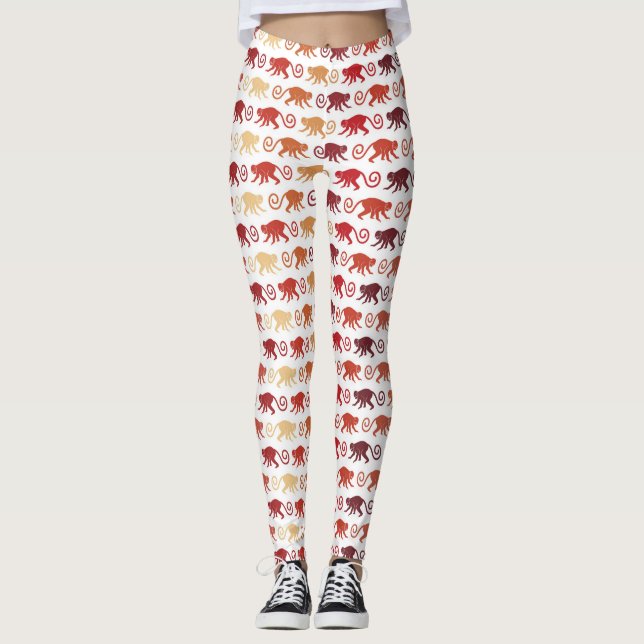 Leggings Motif rouge de singes (Devant)
