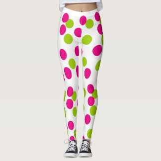 Leggings Motif rouge et bleu Abstrait avec ligne et points