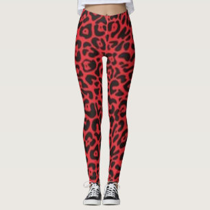 Leggings Motif rouge noir léopard