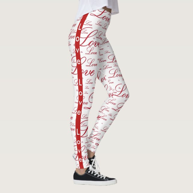 Leggings Motif rouge Romance de la typographie de Valentine (Droite)